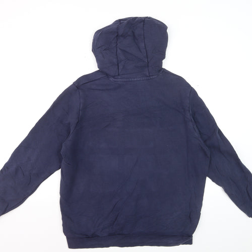 Reebok Men's Blue Pullover Hoodie L Logo Sportswear Fleece