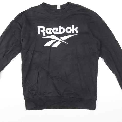 Reebok Men's Black Logo Crew Neck Pullover Sweatshirt L