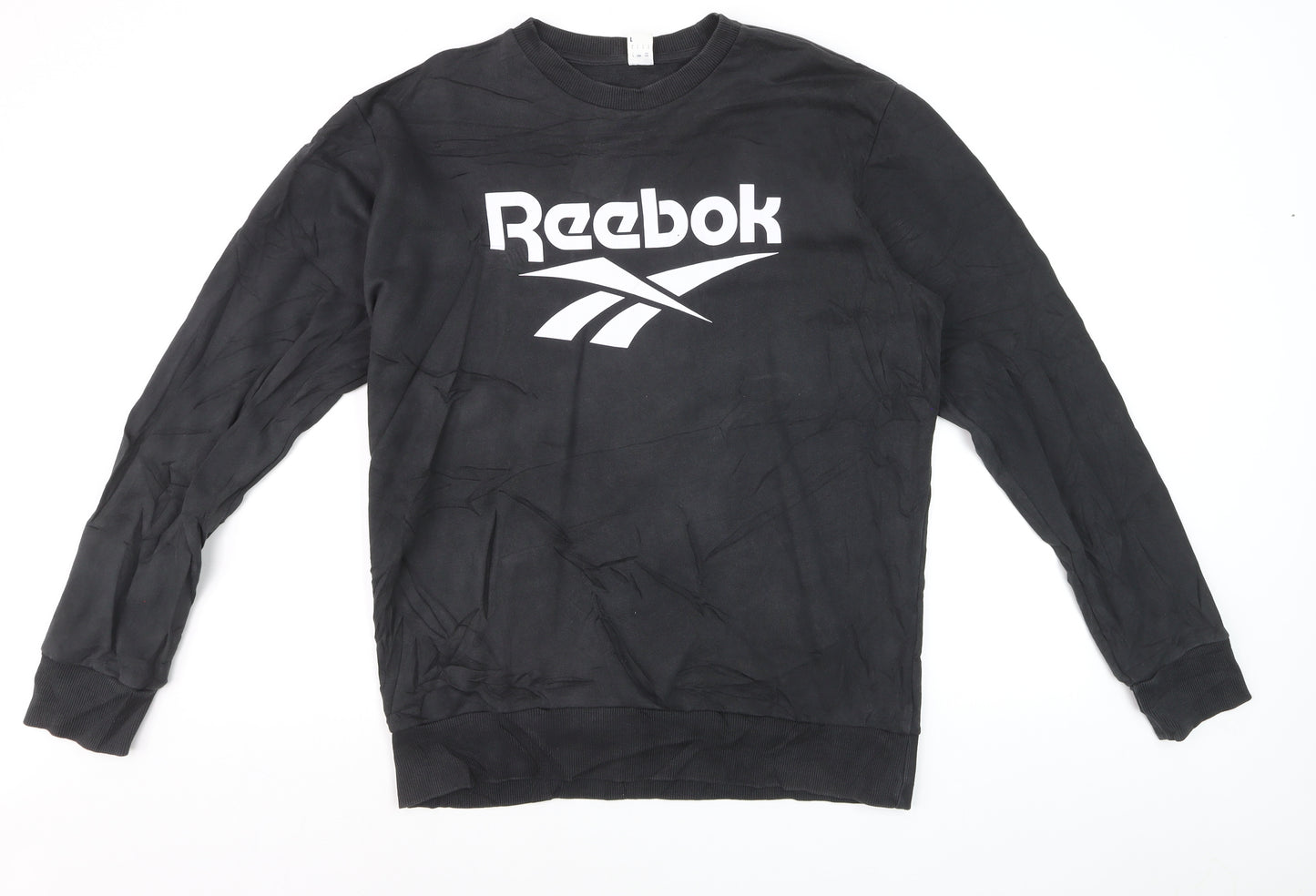 Reebok Men's Black Logo Crew Neck Pullover Sweatshirt L