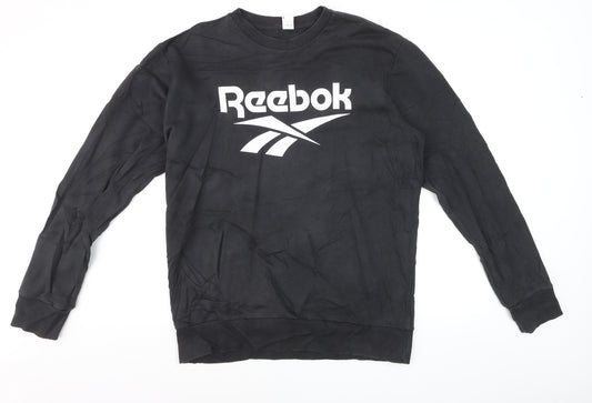 Reebok Men's Black Logo Crew Neck Pullover Sweatshirt L