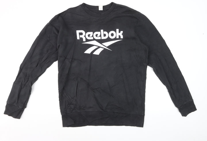 Reebok Men's Black Logo Crew Neck Pullover Sweatshirt L
