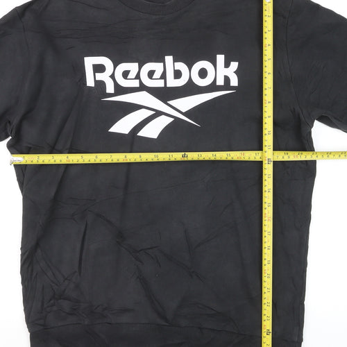 Reebok Men's Black Logo Crew Neck Pullover Sweatshirt L