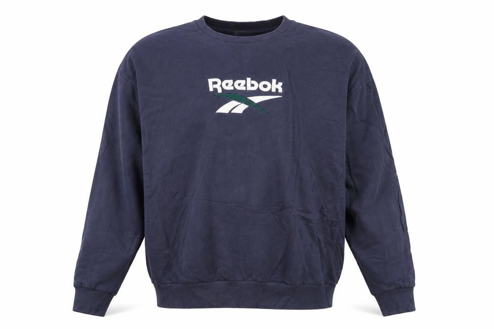 Front view of Reebok Men's Blue XL Pullover Crew Neck Cotton Sweatshirt