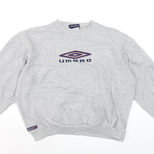 Umbro Boys Grey Crew Neck Logo Pullover Sweatshirt M