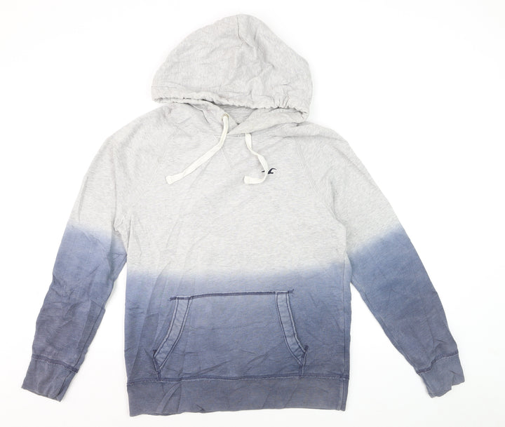 Hollister Men's Grey Pullover Hoodie Size S Logo Fleece Sweatshirt