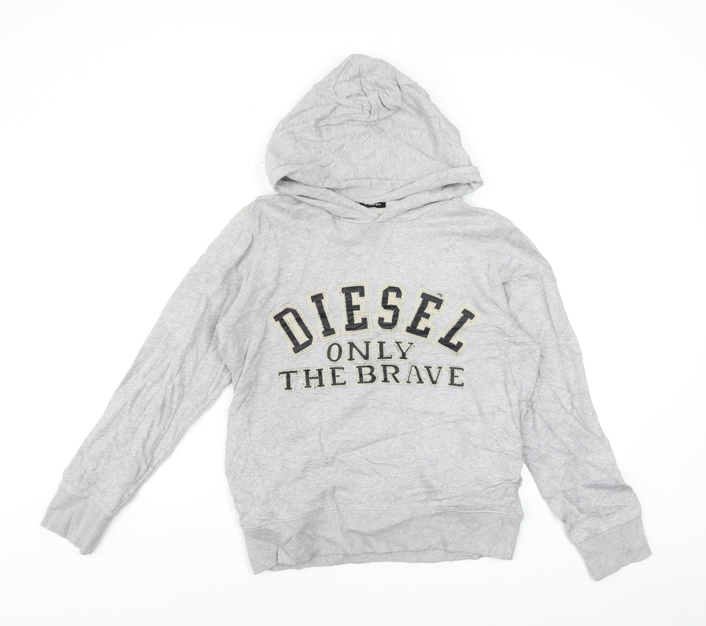 Diesel Women Grey Pullover Hoodie Size 14 Cotton Graphic Print