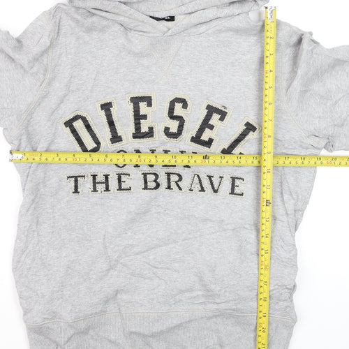 Diesel Women Grey Pullover Hoodie Size 14 Cotton Graphic Print