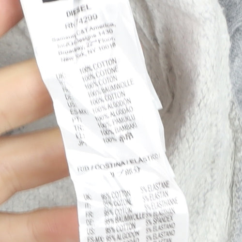 Diesel Women Grey Pullover Hoodie Size 14 Cotton Graphic Print