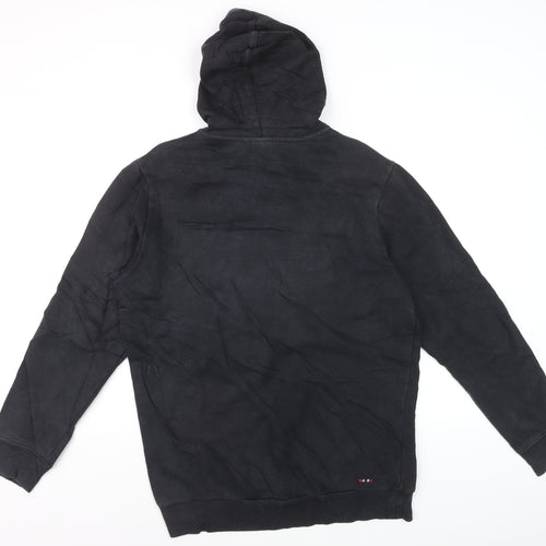 Napapijri Men's Black Pullover Hoodie L Logo Outdoor Fleece