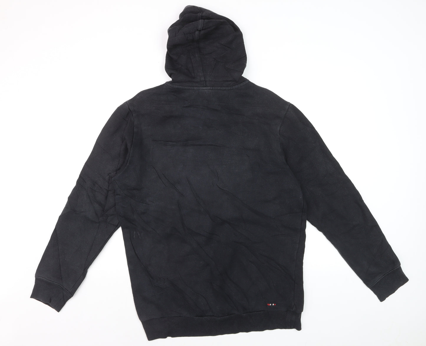 Napapijri Men's Black Pullover Hoodie L Logo Outdoor Fleece