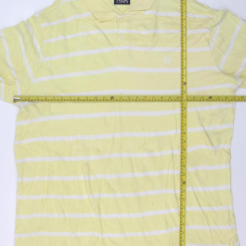 Chaps Men's Yellow Striped 4XL Cotton Polo Shirt