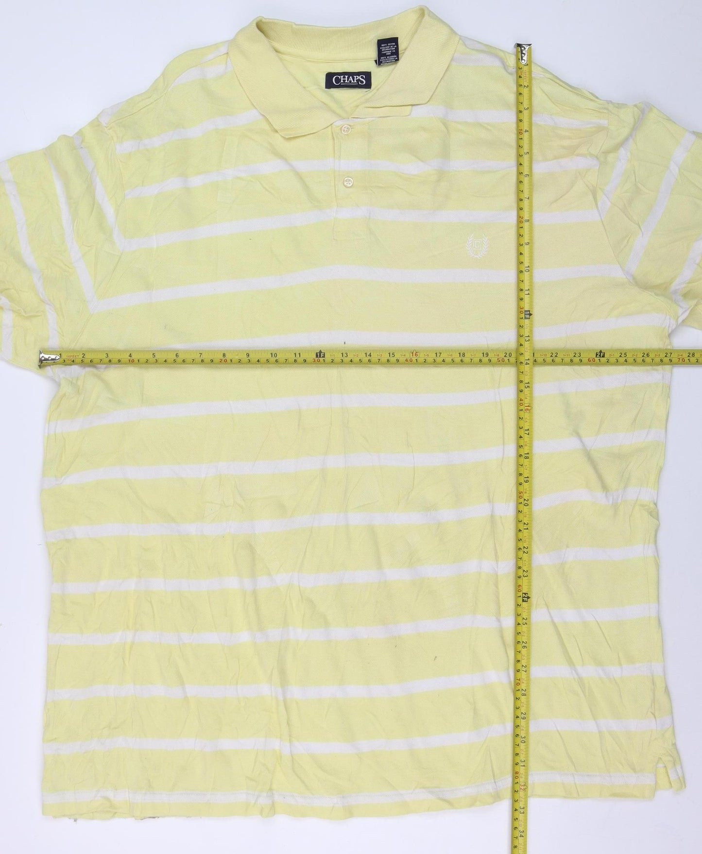 Chaps Men's Yellow Striped 4XL Cotton Polo Shirt