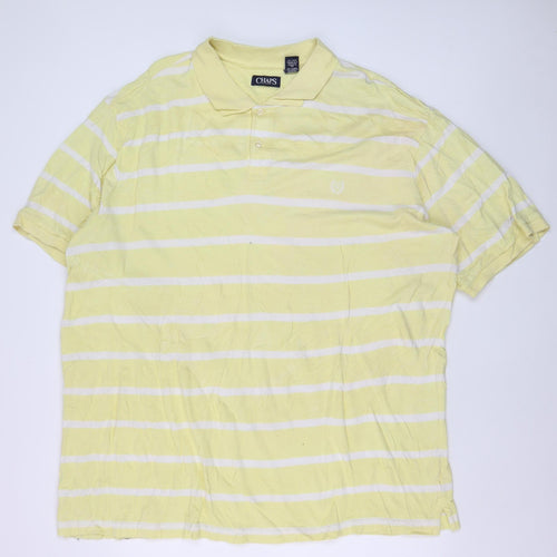 Chaps Men's Yellow Striped 4XL Cotton Polo Shirt