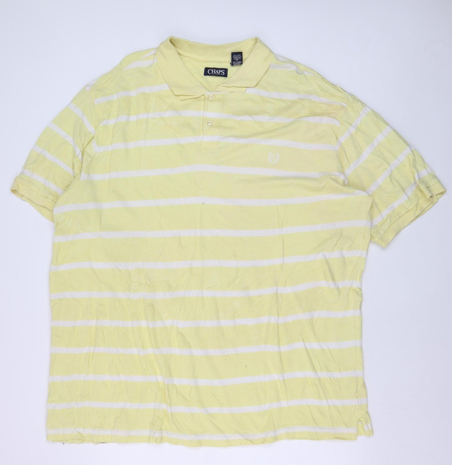 Chaps Men's Yellow Striped 4XL Cotton Polo Shirt