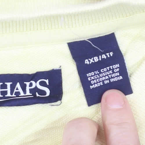 Chaps Men's Yellow Striped 4XL Cotton Polo Shirt
