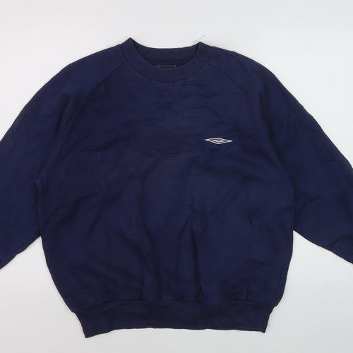 Umbro Men's Blue Pullover Sweatshirt M Crew Neck Logo Sportswear