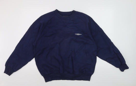 Umbro Men's Blue Pullover Sweatshirt M Crew Neck Logo Sportswear