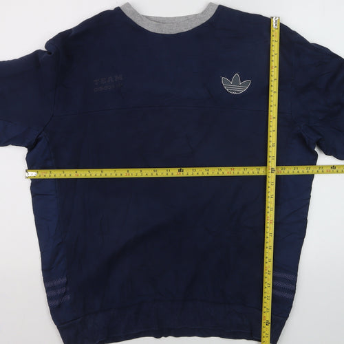 Adidas Men's Blue Crew Neck Pullover Sweatshirt Size M Sportswear