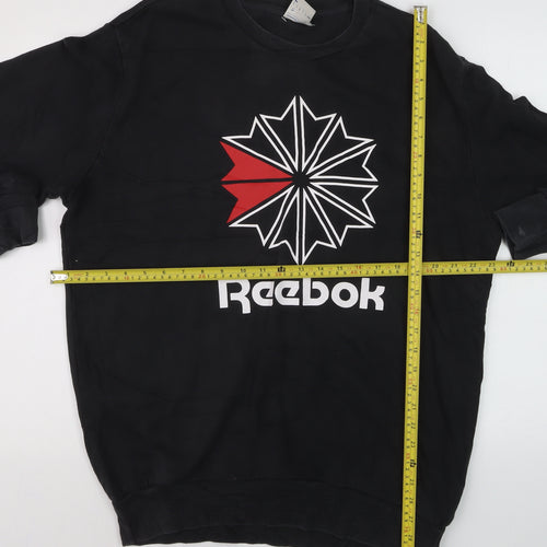 Reebok Mens Black L Pullover Sweatshirt Crew Neck Logo