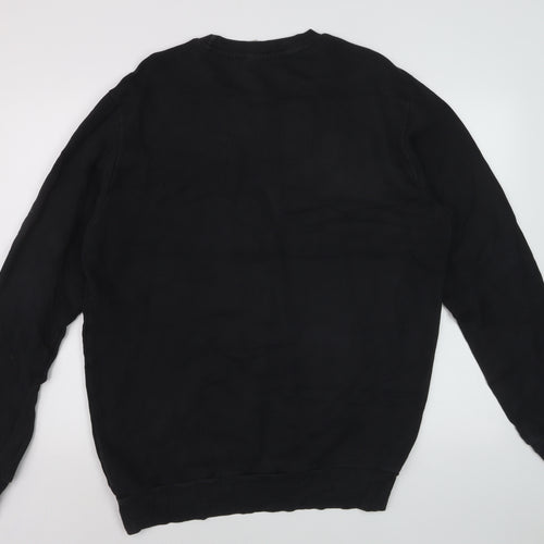 Reebok Mens Black L Pullover Sweatshirt Crew Neck Logo