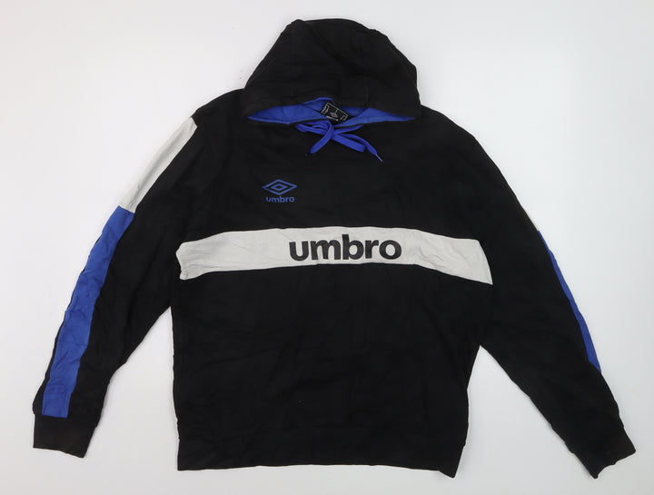 Umbro Men's Black Pullover Hoodie L Sports Style Graphic Print