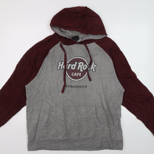 Hard Rock Cafe Manchester Men's Grey Pullover Hoodie M