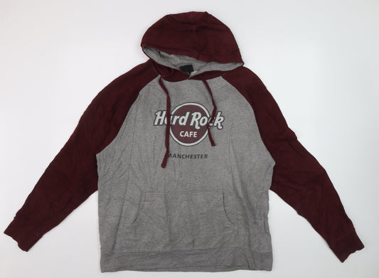Hard Rock Cafe Manchester Men's Grey Pullover Hoodie M