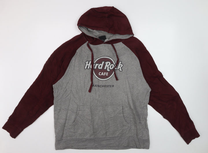 Hard Rock Cafe Manchester Men's Grey Pullover Hoodie M