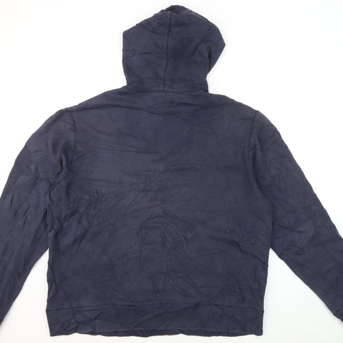 Tommy Hilfiger Men’s Blue Pullover Hoodie L Embroidered Logo Fleece