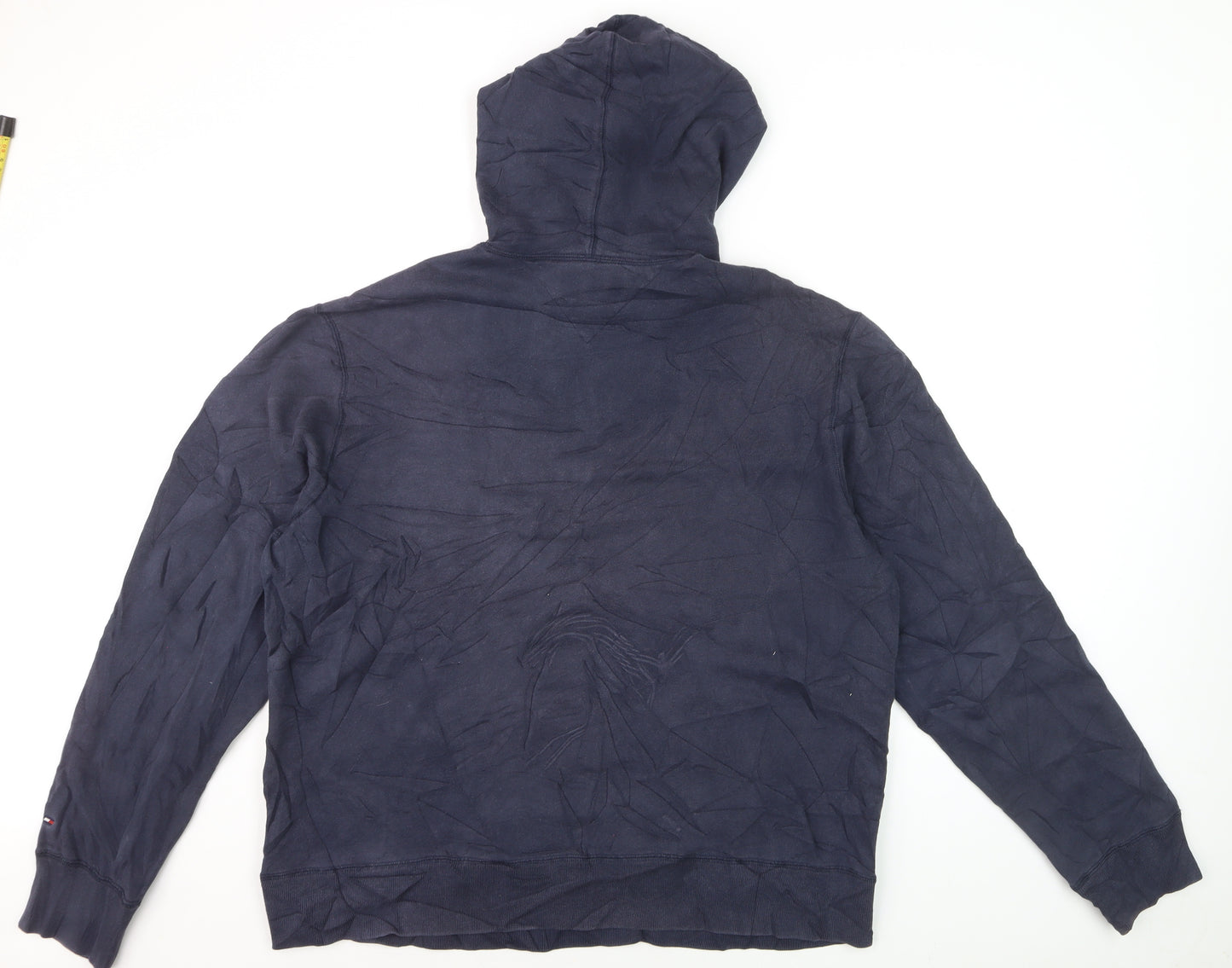 Tommy Hilfiger Men’s Blue Pullover Hoodie L Embroidered Logo Fleece