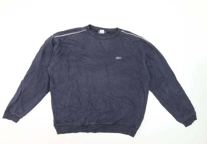 Reebok Men's Blue Pullover Sweatshirt Size M Crew Neck Sports Style