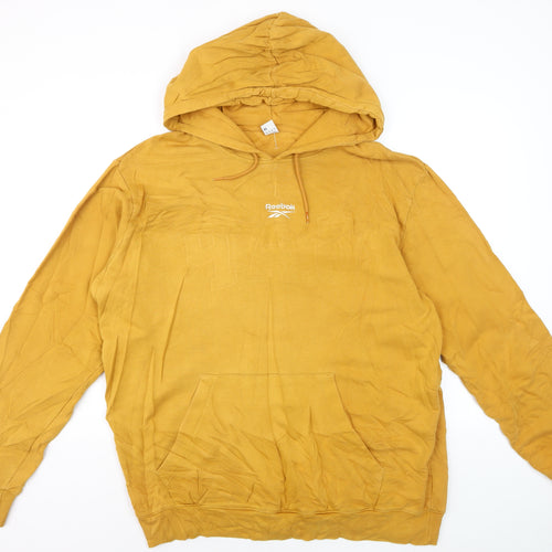 Reebok Men’s Yellow XL Pullover Hoodie with Logo Pocket