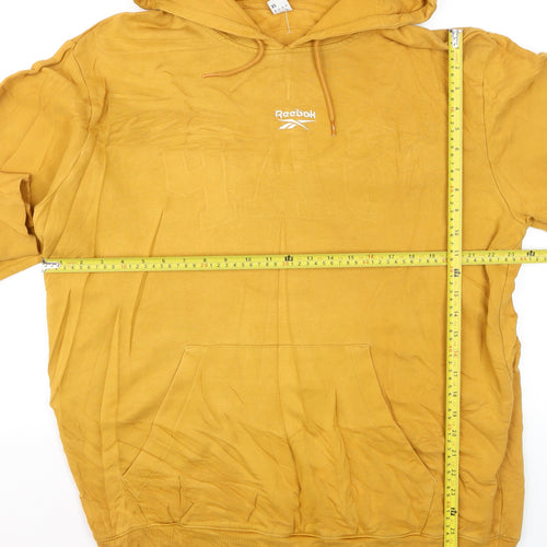 Reebok Men’s Yellow XL Pullover Hoodie with Logo Pocket