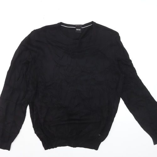 Hugo Boss Men’s Black Wool Crew Neck Pullover Jumper Size S