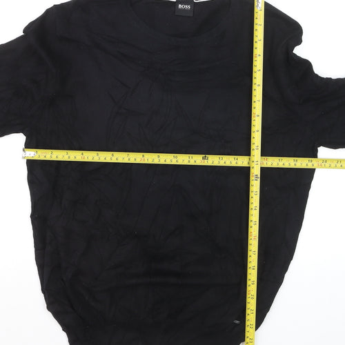 Hugo Boss Men’s Black Wool Crew Neck Pullover Jumper Size S