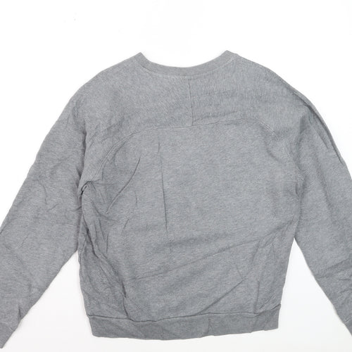 Lacoste Women Grey Pullover Sweatshirt Small Cotton Blend Logo