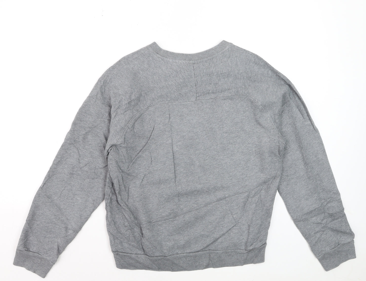 Lacoste Women Grey Pullover Sweatshirt Small Cotton Blend Logo