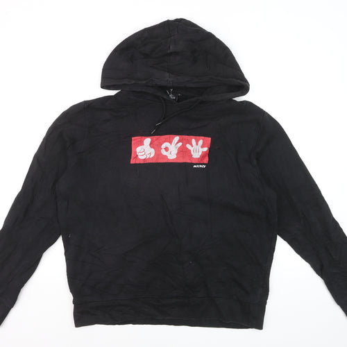 Disney Men's Black Hoodie Mickey Graphic Print Pullover M