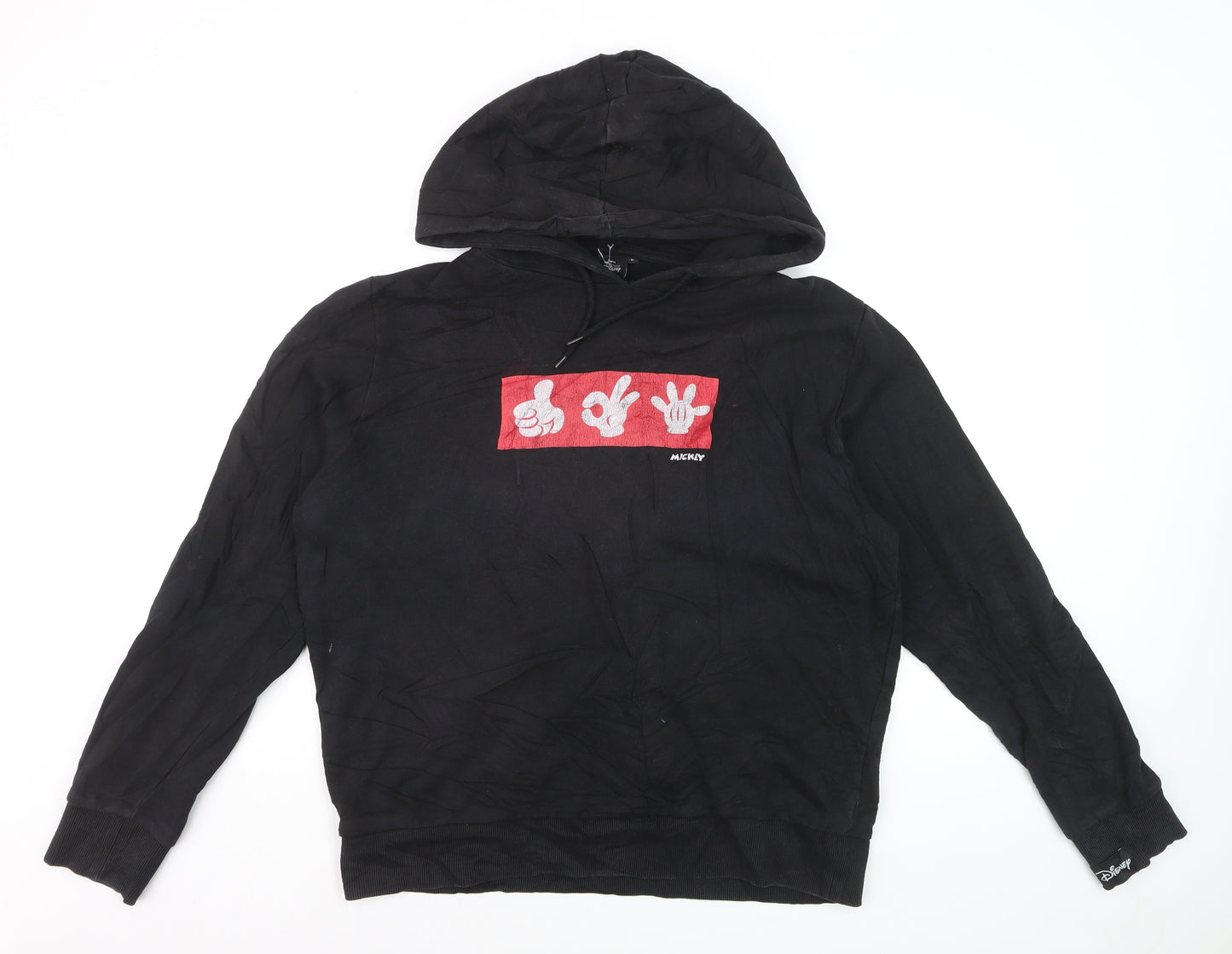 Disney Men's Black Hoodie Mickey Graphic Print Pullover M