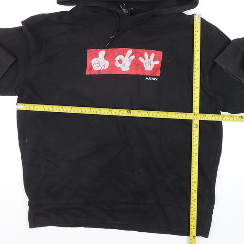 Disney Men's Black Hoodie Mickey Graphic Print Pullover M