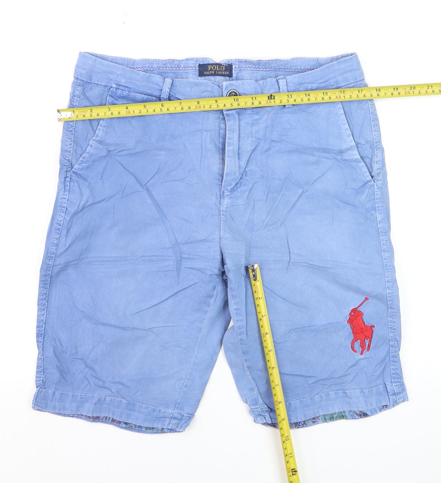 Polo Ralph Lauren Men's Blue Chino Shorts Size 32 with Embroidered Logo