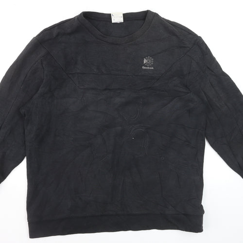 Reebok Men Black L Pullover Sweatshirt Crew Neck Classic Logo