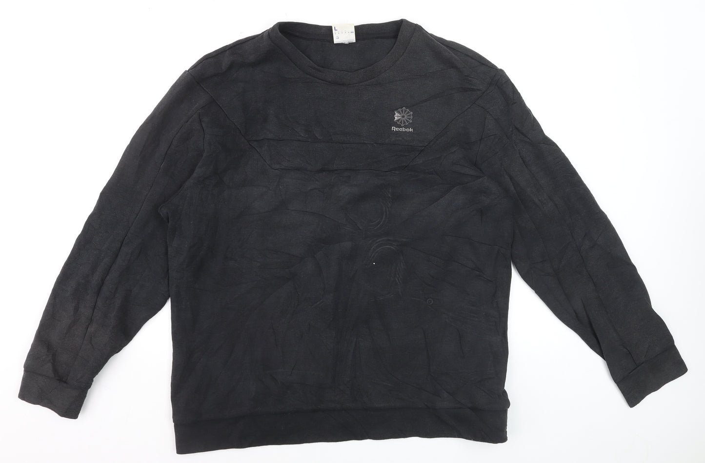 Reebok Men Black L Pullover Sweatshirt Crew Neck Classic Logo