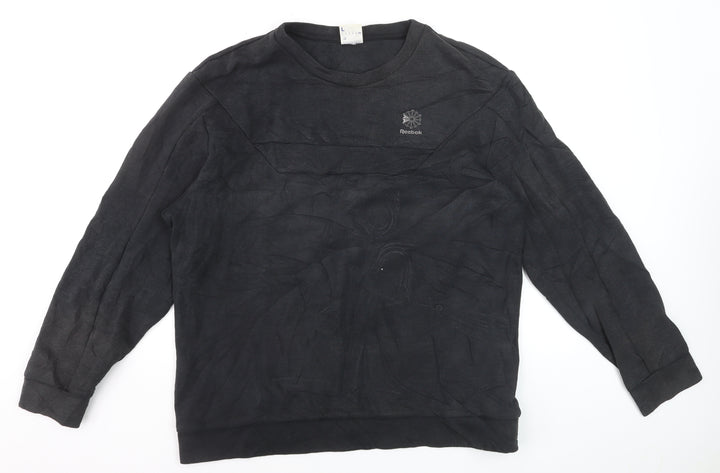 Reebok Men Black L Pullover Sweatshirt Crew Neck Classic Logo