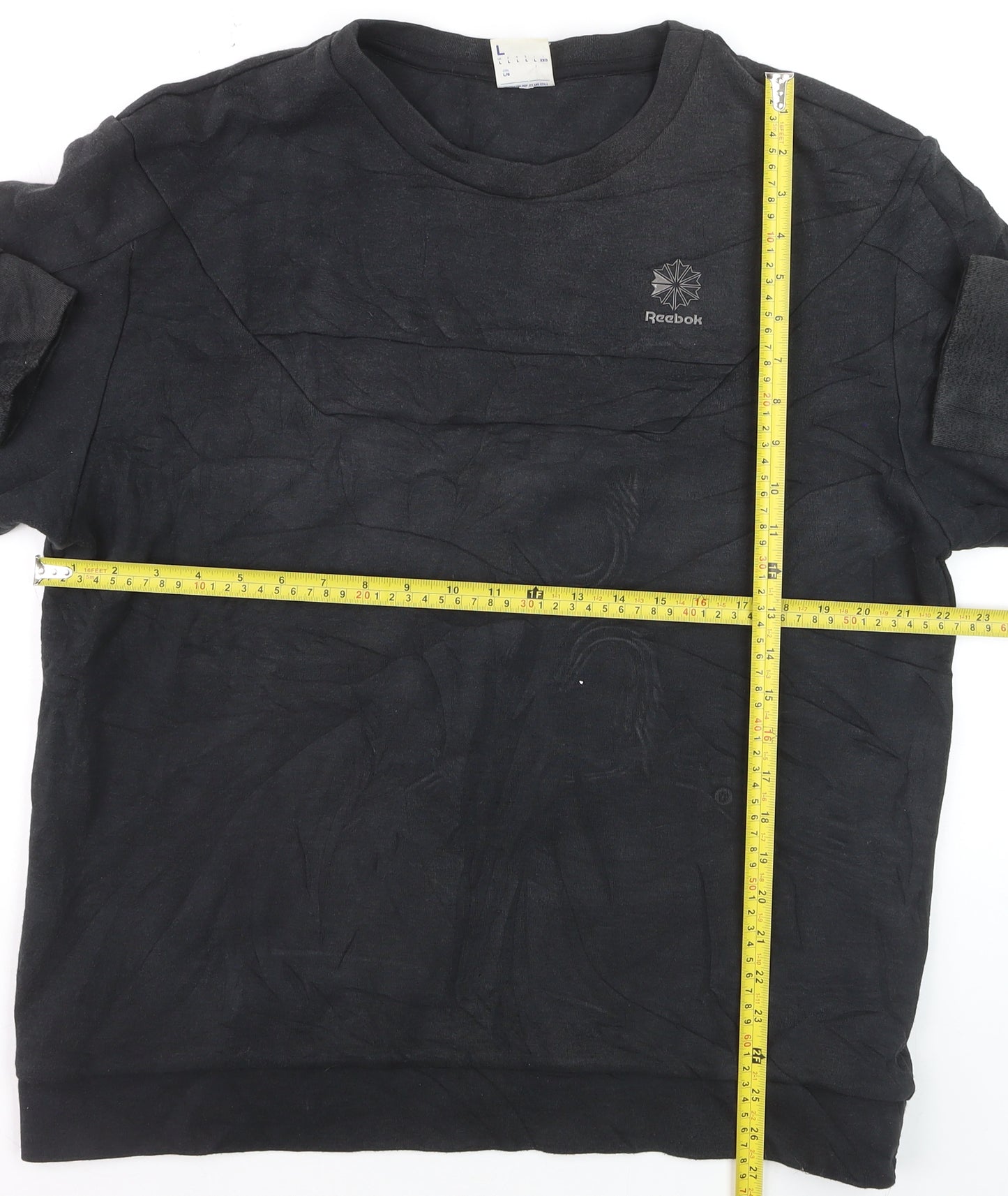Reebok Men Black L Pullover Sweatshirt Crew Neck Classic Logo