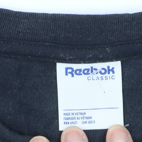 Reebok Men Black L Pullover Sweatshirt Crew Neck Classic Logo