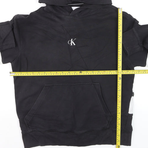Calvin Klein Jeans Men’s Black Pullover Hoodie M Logo Jersey Sweatshirt