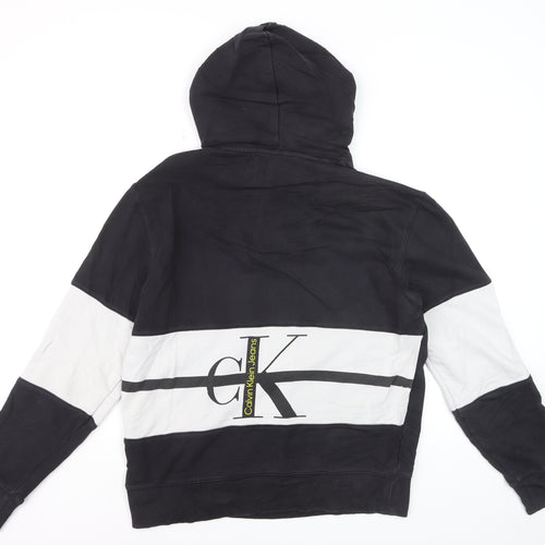 Calvin Klein Jeans Men’s Black Pullover Hoodie M Logo Jersey Sweatshirt