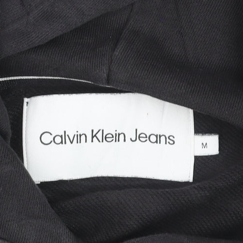 Calvin Klein Jeans Men’s Black Pullover Hoodie M Logo Jersey Sweatshirt