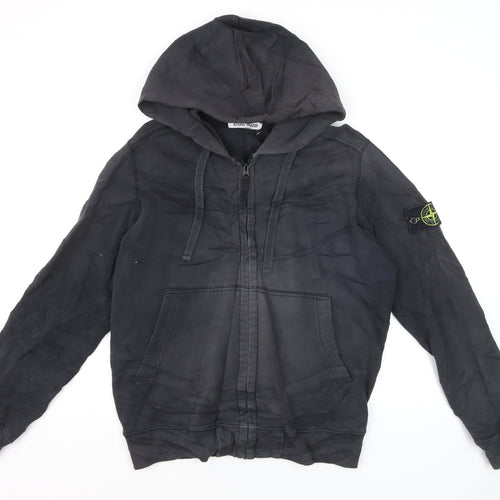 Stone Island Men's Black Cotton Full Zip Hoodie M Excellent